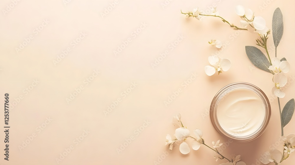Poster delicate white flowers in a natural arrangement set against a soft pastel colored background this se