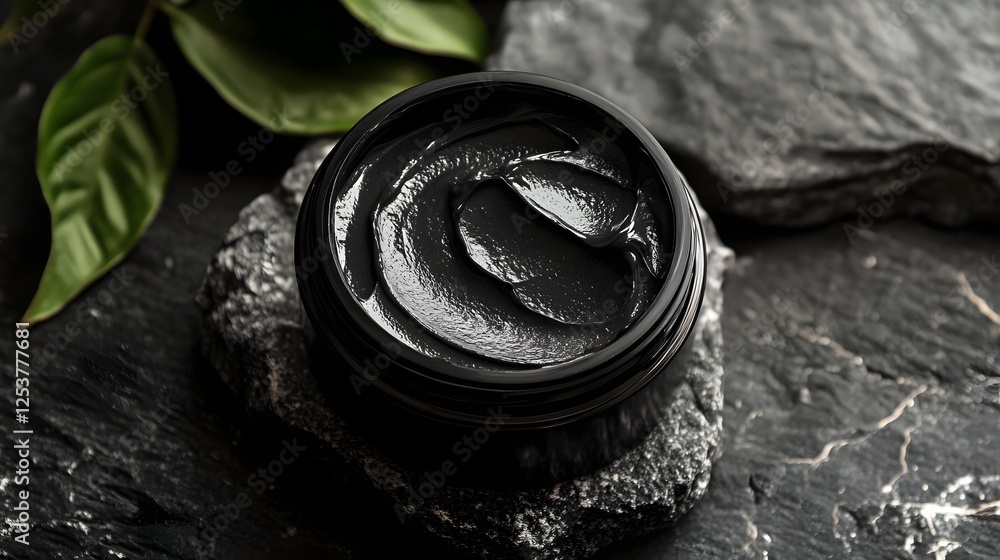 Aufkleber dramatic black abstract paint stroke texture with grungy moody and industrial vibes stylized marble 