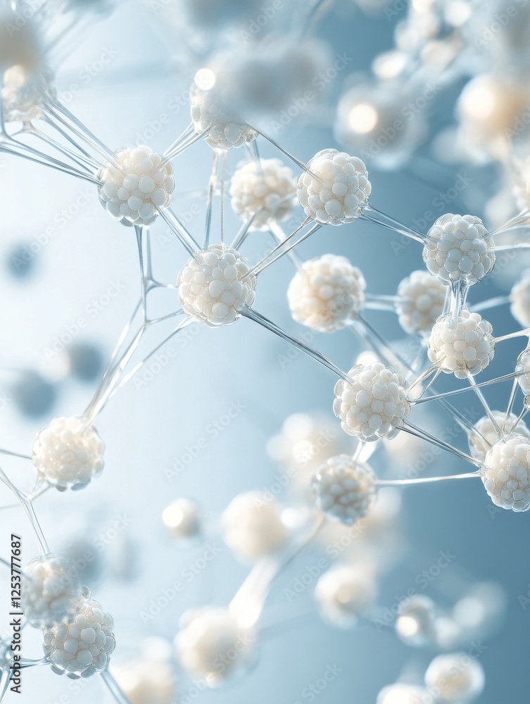 Aufkleber abstract 3d molecular structure network against a soft blue background