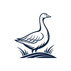 goose silhouette logo vector line art logo design