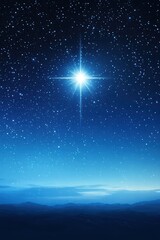 Bright Star Over a Tranquil Night Sky with Twinkling Stars