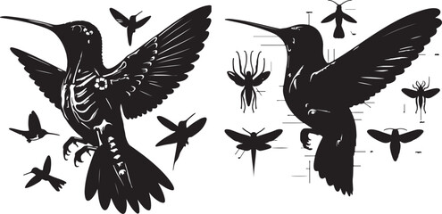 flying birds vector and set of vector birds hamming birds 