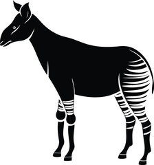 Okapi silhouette vector art, Okapi line art vector illustration, Okapi isolated vector icon design