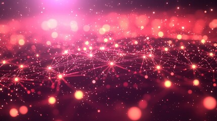 Obraz premium Pink Network Connections Abstract Background