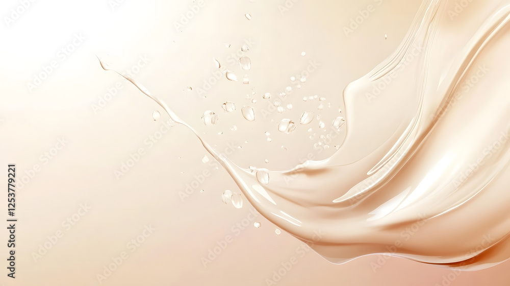 Fototapete elegant beige satin fabric with flowing cascading waves and a delicate soft texture creating a luxur