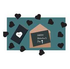 Valentines Day greeting card with hearts.