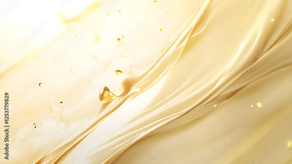 Poster Elegant golden fluid motion abstract background texture with smooth swirling lines and a dreamlike ethereal Perfect for premium digital designs presentations websites and other creative projects