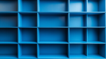 blue bookshelf with multiple compartments  , bookcase