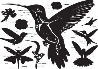 flying birds vector and set of vector birds hamming birds 