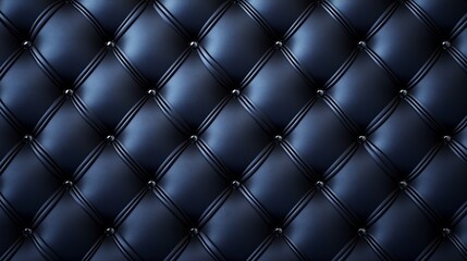 Dark blue tufted leather upholstery texture background.