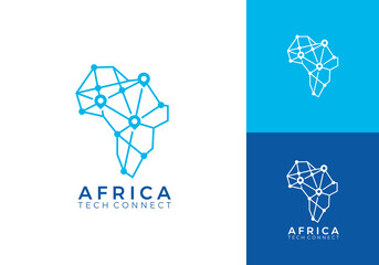 africa pin tech digital connection logo design graphic