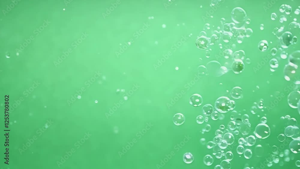 Aufkleber a closeup view shows tiny bubbles forming and bursting creating a rhythmic popping sound. green scre