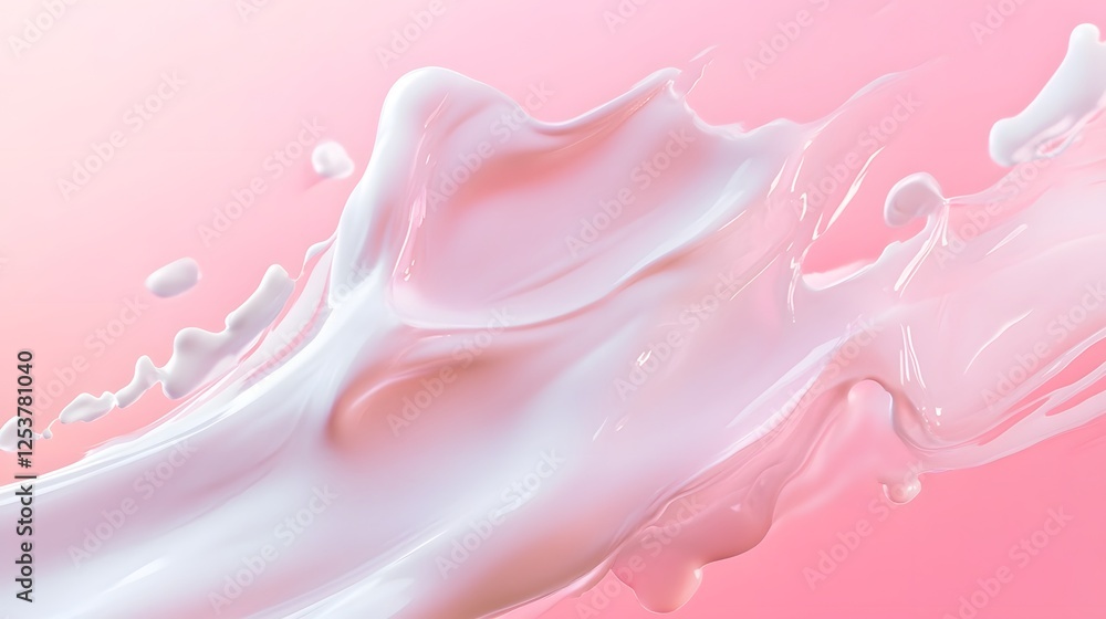 Poster Ethereal Fluid Waves in Pastel Pink   Seamless Abstract Conceptual Background Featuring Flowing Viscous Forms with a Soft Smooth Texture and Elegant Feminine Aesthetic