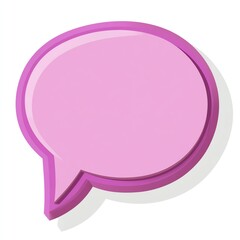 A bright pink speech bubble icon, symbolizing communication and dialogue.