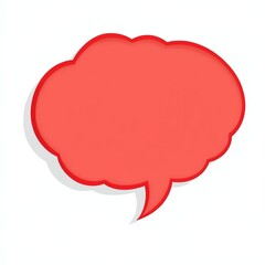 A red speech bubble with a thick outline, commonly used in communication graphics.