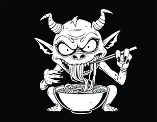 strange monster eating noodles. © kishore chandra