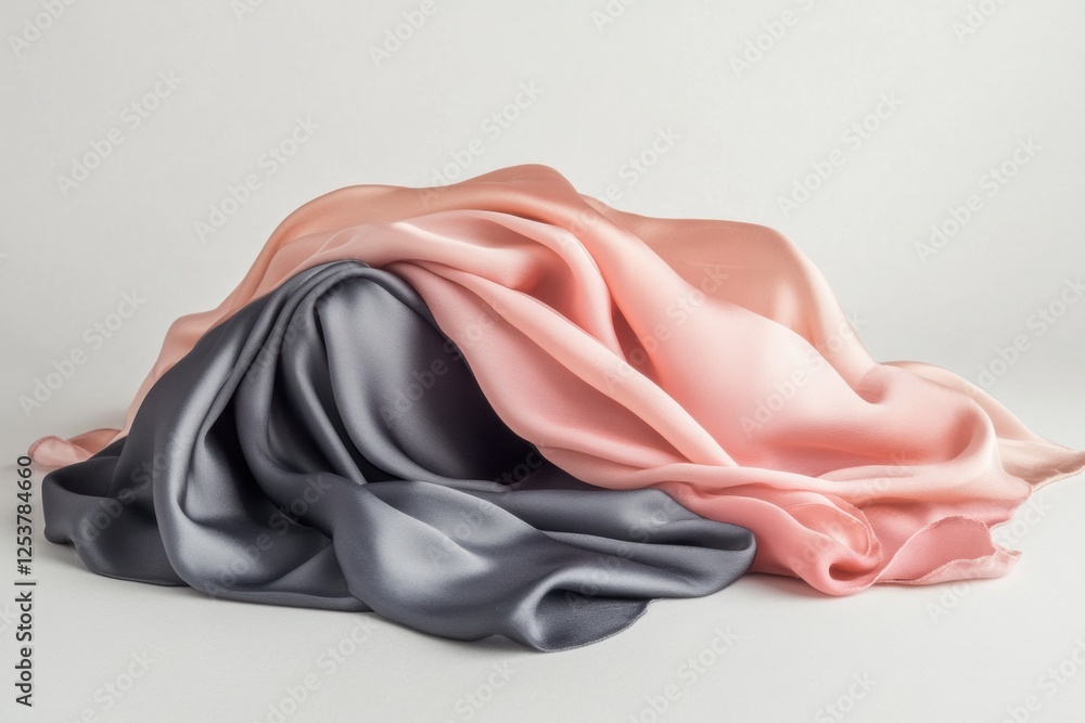 Leinwandbilder silk fabrics draped elegantly on a neutral background with soft lighting and a blank space for creat