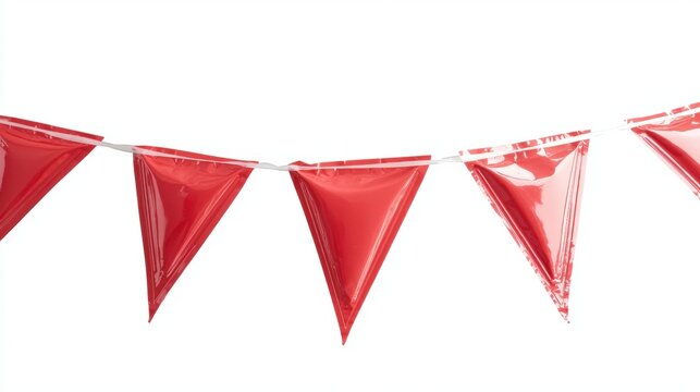 Bright Red Bunting Flags Decoratively Hanging in a Festive Celebration Atmosphere