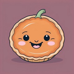 Obraz premium Cute adorable cartoon kawaii delicious food with face and pastel color background illustration texture design.