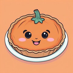 Obraz premium Cute adorable cartoon kawaii delicious food with face and pastel color background illustration texture design.