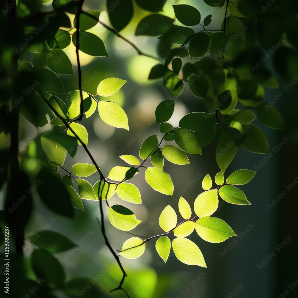 Aufkleber lush green foliage with sunlight filtering through leaves creating beautiful textures and patterns i