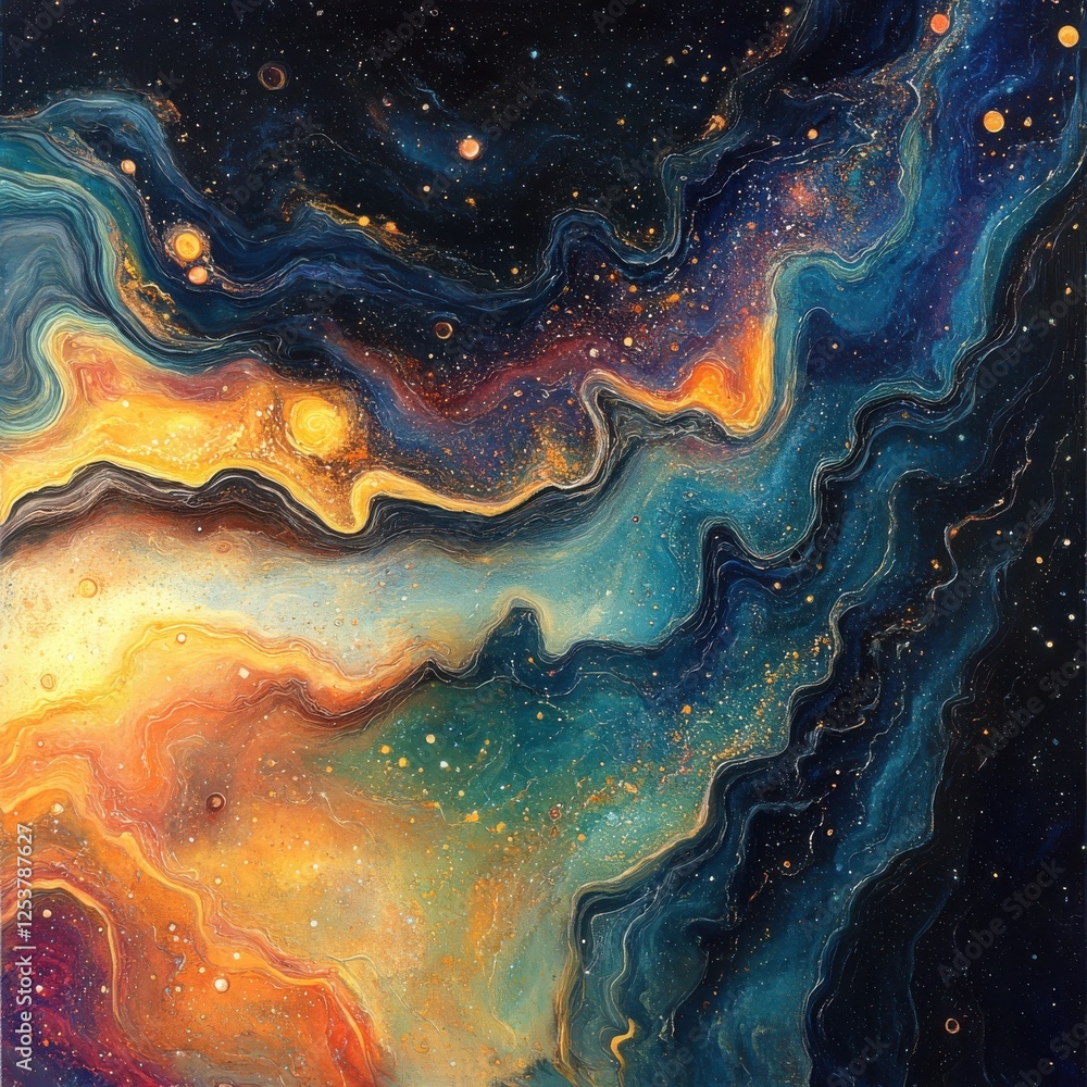 Aufkleber stunning abstract cosmic texture with vibrant colors and wavy patterns for artistic and design proje