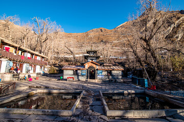 Landscape view of  Muktinath temple in Mustang, Nepal.