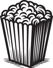  Black and White Popcorn Vector Illustration - Outline Design