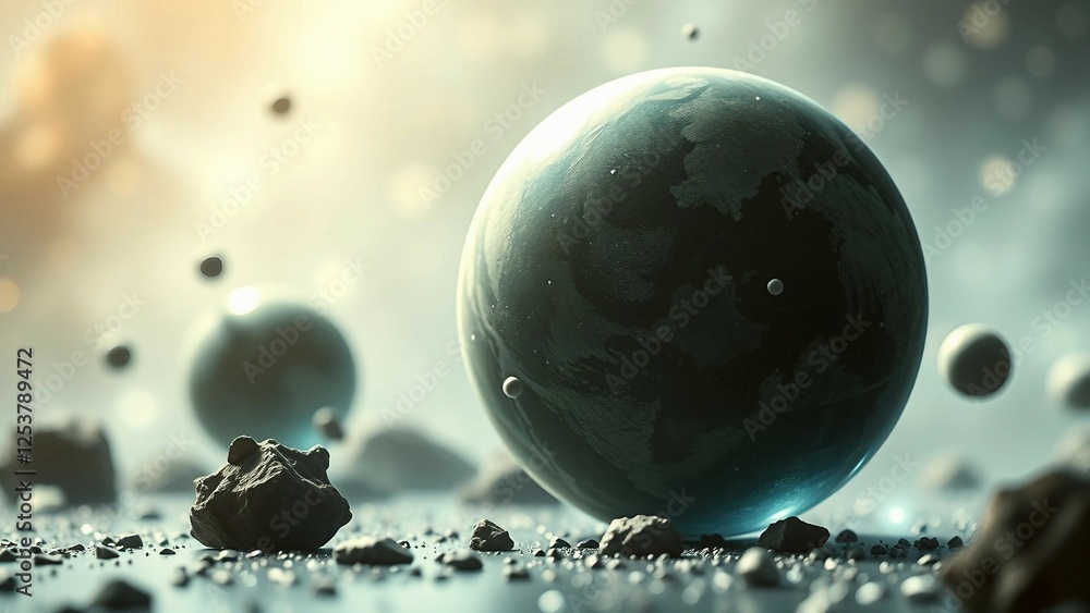 Poster surreal planets nature elements art element set on transparent background