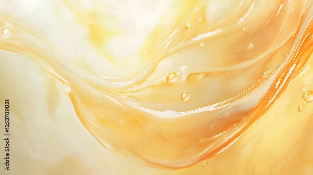 Poster mesmerizing close up view of a soft golden yellow flower petal with delicate glistening water drople