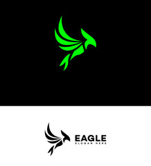 Abstract Green Eagle Logo Design, Bird Wings, Flight Symbol