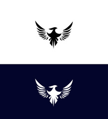 Stylized Phoenix Bird Logo Design Black, White, Variations