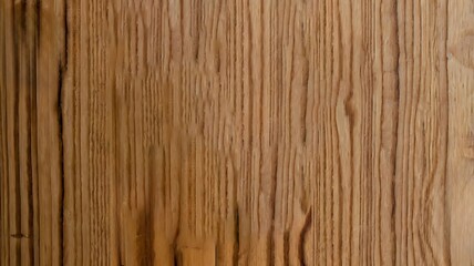 Naklejka premium Textured wooden surface, with the natural grain patterns of oak or walnut, with subtle knots, rings, and shadows playing across the wood.