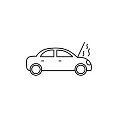 Broken car with open hood icon Vector logo set flat