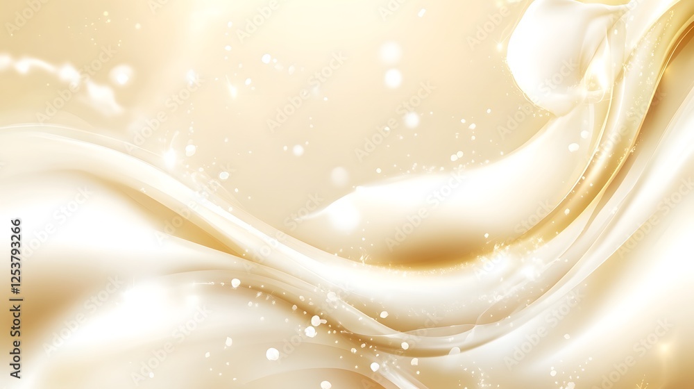 Poster Shimmering silk swirls in an ethereal soft light evoking a sense of elegant luxury and sensual atmosphere  The smooth flowing curves and waves create a design that is both captivating and calming