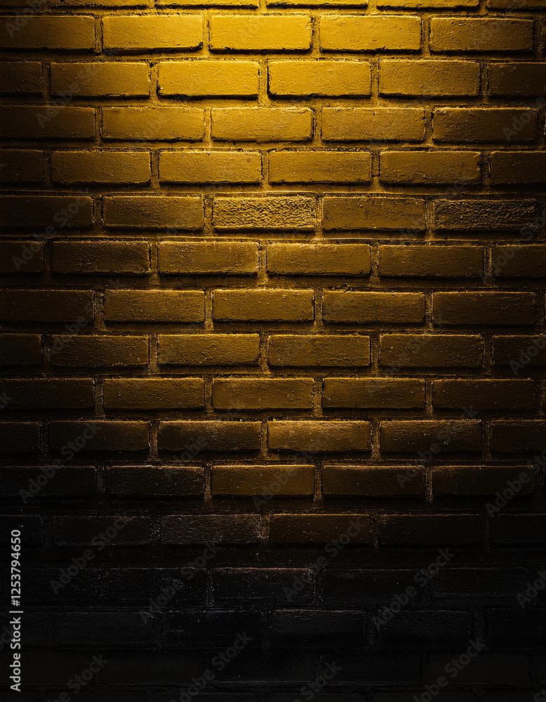 Poster a warmly lit brick wall with a gradient of light, creating a dramatic and textured visual effect gen