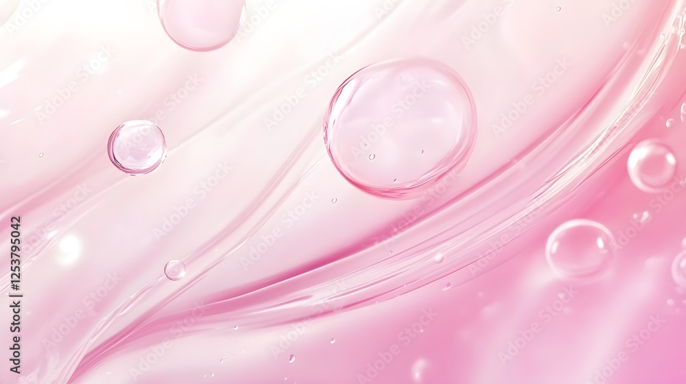 Aufkleber Soft Pastel Bubbles   Ethereal Swirling Droplets in Dreamy Pink Hues  Beautiful abstract texture with flowing delicate shapes and translucent feminine tones  Digital with a calming