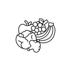 Fruits and vegetables icon Vector logo set flat