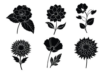 set of Flowers silhouettes