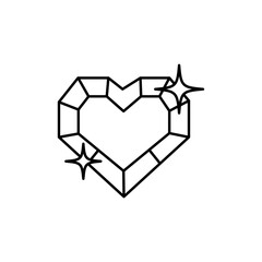 Heart shaped diamond icon Vector logo set flat