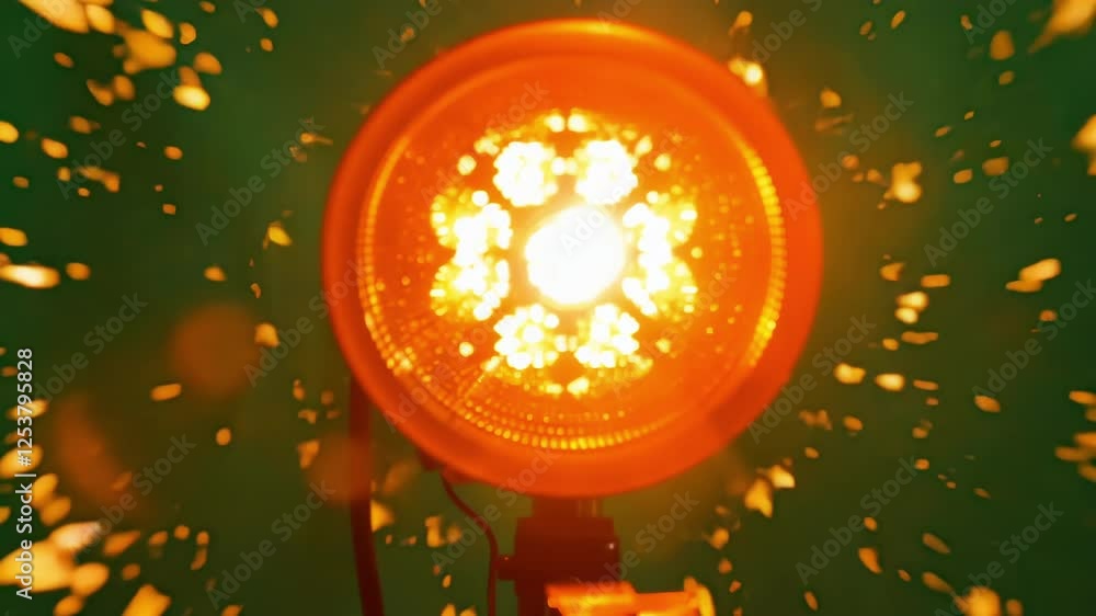 Aufkleber flashing amber light creating dynamic patterns drawing attention from afar. green screen chromakey