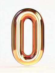 Obraz premium Shiny Metallic Number Zero Sculpture on White Background