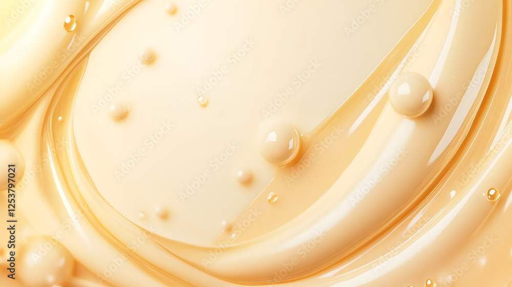 Aufkleber Swirling golden cream liquid waves creating a captivating abstract background with a smooth elegant and luxurious appearance perfect for use in design art