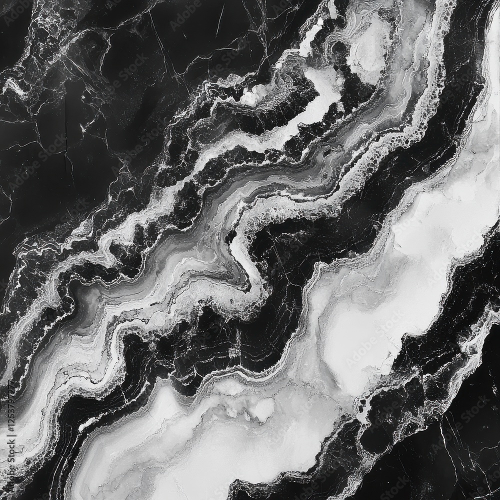 Aufkleber abstract black and white marble texture with unique natural patterns and swirls for elegant backgrou