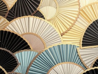 Elegant Collection of Colorful Hand Fans with Intricate Designs"