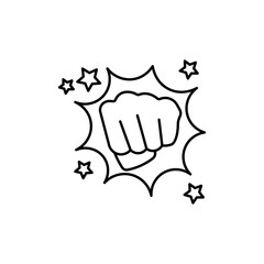 punch fist hand icon Vector logo set flat