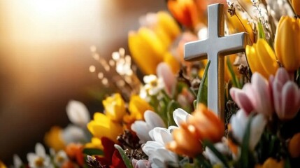 Cross in Spring Flowers