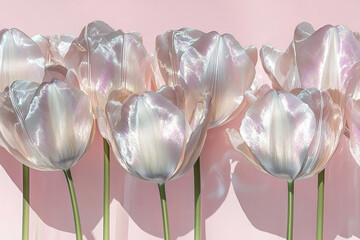 Elegant shimmering tulips with silver petals