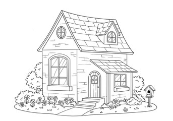 Naklejka premium Black and white coloring page for coloring at home for kids, standard printable size.