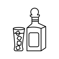 Tequila bottle and glass icon Vector logo set flat